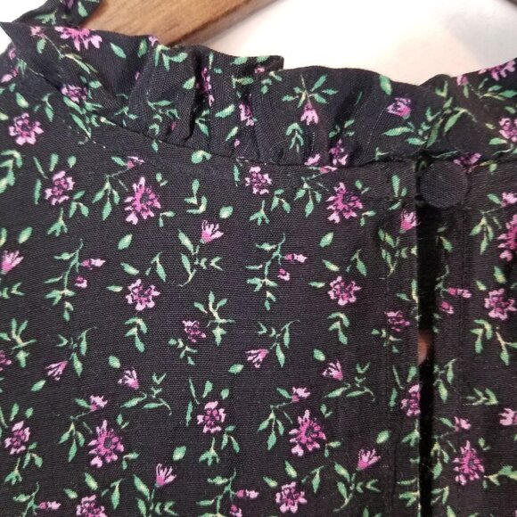 Zara Dress Womens M The Lisa‎ Floral Short Sleeve High Neck Swing Trapeze Black - Picture 5 of 13